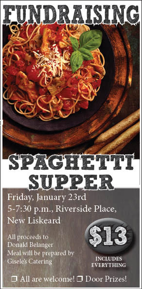 Northern Ontario News - The Temiskaming Speaker - Spaghetti Supper Fundraiser