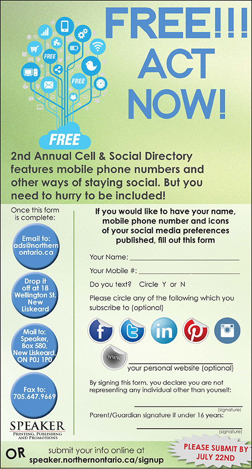 FREE!! ACT NOW!! Sign up for the 2nd Annual Speaker Cell & Social Directory